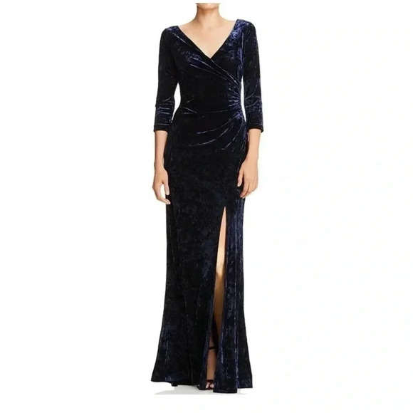 Adrianna Papell Navy Velvet Gown - Picture 1 of 9